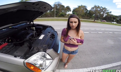 Driver picked up Ashley Adams fucked her pussy for money