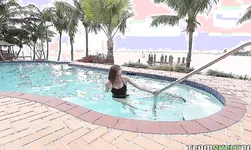 Rich This Girl Sucks bitch Skye is sucking on the poolside