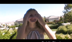 Sweet public flash of a long-legged young babe with cute face