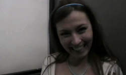 Smiling young amateur makes an awesome public flash!