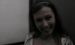 Smiling young amateur makes an awesome public flash!