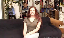 Casting girl with small tits get s fucked in her face