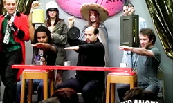 Cute emo babes in funny settings are filmed in a show