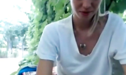 My ex-gf is showing her juicy big booty in the cute green garden