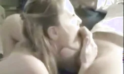Girlfriend with hot face and full lips is sucking dong