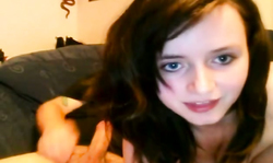 Skinny brunette girlfriend fucks her boyfriend cock on webcam