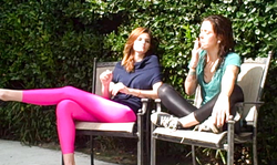 Angelic Spandex babes are relaxing outdoors in the garden