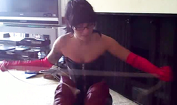 Nerdy Spandex babe shows off her amazing ass in tight pants