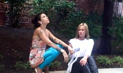 Two hot ladies in tight spandex pants are getting spotted on the street