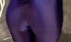 Lady's slender body shape is looking so hot in purple spandex