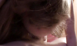 Brown-haired minx gives me a really impressive blowjob