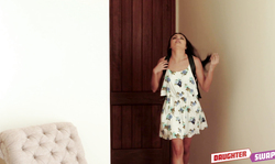 Sexiest young Step Daughter is getting nude in the bedroom