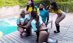 Sexy best friends are having awesome outdoor action