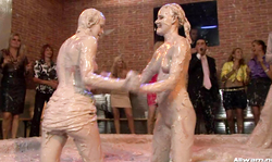 Slender and rich bitches are enjoying hardcore messy fight