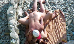 Angelic natural cutie is enjoying beach sex with her boyfriend