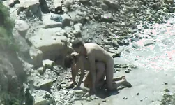 Sweet beach sex with a dick-sucking babe and her boyfriend