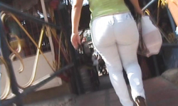 Her big big booty barely fits in such tight white pants