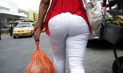 Just spotted a stunning lady in white pants that's having an incredible big booty