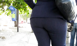 Babe in black jacket is having a really good-looking big booty