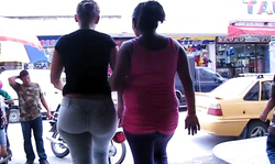 Filming how two amazingly sexy big booty ladies are jiggling their bums