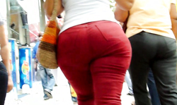 Beautiful big booty in the sexiest tight red pants!