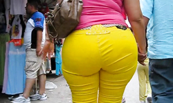 Yellow pants and perfectly round big booty is a perfect mix