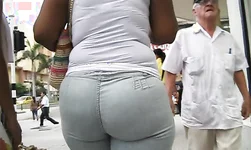 Sexiest big booty lady in white pants spotted on the street
