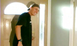 Asian brunette in blue bikinis is giving a deep blowjob