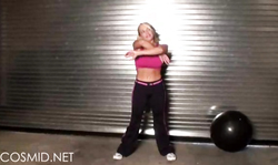 Playful Cosmid blonde demonstrates round butt during the workout