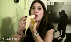 Sensual Cosmid mademoiselle is eating a banana in a hot way