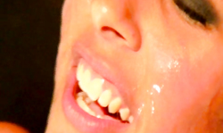 Bitchy amateur brunette covered with tasty fresh sperm