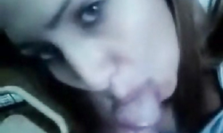 Astonishing beauty is giving a truly hot blowjob in close-up