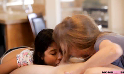 The sexiest bitches Darla Crane and Sammi Bananas are sucking on the billiard table