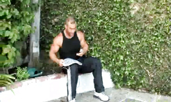 Muscled man and a hot blonde in the Massage Parlor