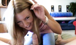 Slutty girlfriend is sucking a hard prick with passion