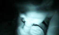 Sweet dark-haired girlfriend gives a blowjob in the night