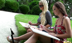 Bleached cutie Molly is painting pics with her girlfriend
