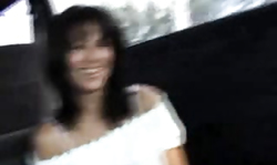 Amateur milf brunette is sucking my big cock in the van