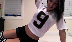 Beautiful babe in white t-shirt Nikki Sims shows her undies