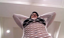 White mesh looks very hot on the massive boobs of Nikki Sims