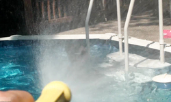 Toned playmate Nikki Sims pose fully naked in the pool