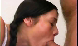 Pigtailed brunette slut pleases a horny as fuck old pervert