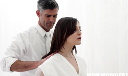 All-natural Mormon sex angel blows a big hard boner