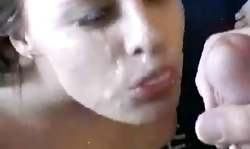 Sperm-eating cutie Queeny Love gets a massive facial