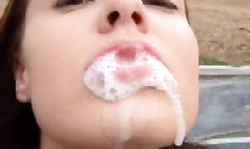 Redhead Queeny Love eats fresh sperm with pleasure