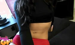 Dark-haired ebony is showing off her fuckable black booty