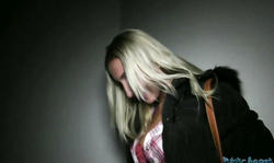 Blonde is sucking my hard dick after getting a payment