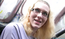 Bleached slut is undressing and banging in the doggy style