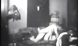 Couple is having intensive sex in missionary pose in Retro porn