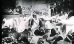 Curvy Retro brunette with big boobs is dancing while being nude